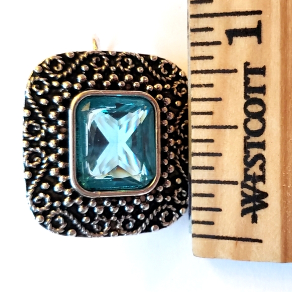 Earrings Silver Aquamarine Crystal NWT - Picture 5 of 6